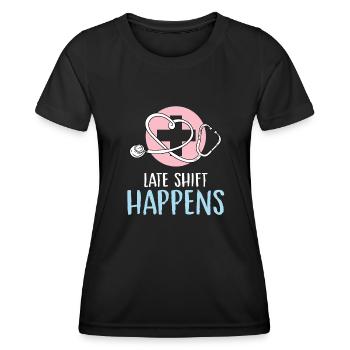 Arrivée tardive de l’équipe Conception pour un hôpital - T-shirt sport Femme - noir - Devant - AI Model Female 172 light (172cm)