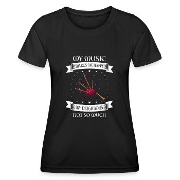 Dudelsack für Dudelsackspieler und Schotten - Frauen Funktions-T-Shirt - Schwarz - Vorne - AI Model Female 172 light (172cm)