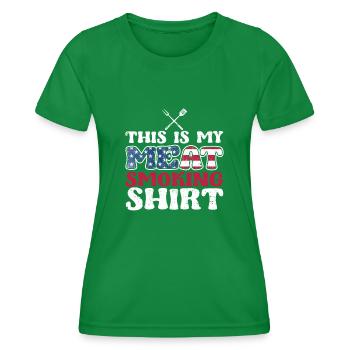 This Is My Meat Smoking Shirt Lustig BBQ Smoker - Frauen Funktions-T-Shirt - Kelly Green - Vorne - AI Model Female 172 dark (172cm)