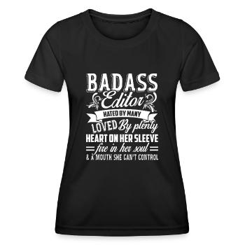 Editor Badass Editor - Women's Functional T-Shirt - black - Front - AI Model Female 172 light (172cm)