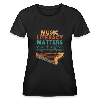 Music Literacy Matters - Women's Functional T-Shirt - black - Front - AI Model Female 172 light (172cm)