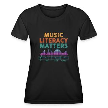 Music Literacy Matters - Women's Functional T-Shirt - black - Front - AI Model Female 172 light (172cm)