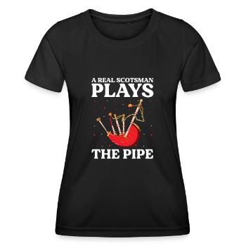 Dudelsack für Dudelsackspieler und Schotten - Frauen Funktions-T-Shirt - Schwarz - Vorne - AI Model Female 172 light (172cm)