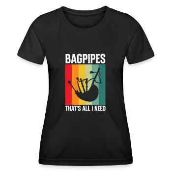Dudelsack für Dudelsackspieler und Schotten - Frauen Funktions-T-Shirt - Schwarz - Vorne - AI Model Female 172 light (172cm)