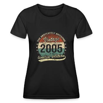 Génial depuis le design d’anniversaire rétro vintage 2005 - T-shirt sport Femme - noir - Devant - AI Model Female 172 light (172cm)