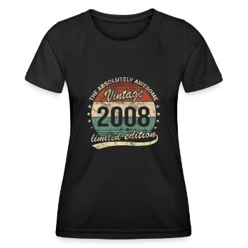 Génial depuis le design d’anniversaire rétro vintage 2008 - T-shirt sport Femme - noir - Devant - AI Model Female 172 light (172cm)