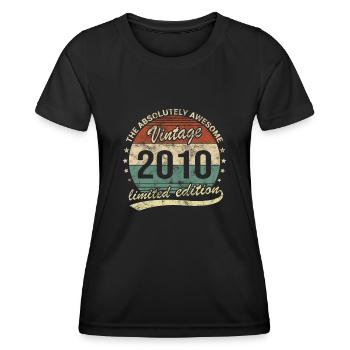 Génial depuis le design d’anniversaire rétro vintage 2010 - T-shirt sport Femme - noir - Devant - AI Model Female 172 light (172cm)