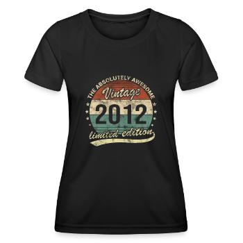 Awesome Since Vintage 2012 Retro Geburtstag Design - Frauen Funktions-T-Shirt - Schwarz - Vorne - AI Model Female 172 light (172cm)