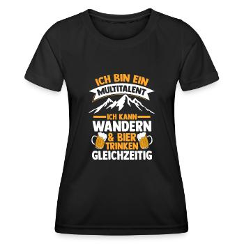 Bier Bergsteiger Wald Bergwandern Wanderer Wandern - Frauen Funktions-T-Shirt - Schwarz - Vorne - AI Model Female 172 light (172cm)