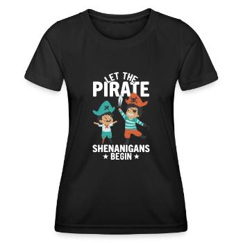 Les Pirates -Shenanigans Crossbones Freeboter - T-shirt sport Femme - noir - Devant - AI Model Female 172 light (172cm)