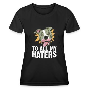 Pit Bull Bulldog Terrier Chien Amoureux des Chiens - T-shirt sport Femme - noir - Devant - AI Model Female 172 light (172cm)