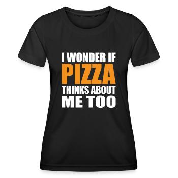 Ob Pizza Auch An Mich Denkt Pizza Food Liebhaber - Frauen Funktions-T-Shirt - Schwarz - Vorne - AI Model Female 172 light (172cm)