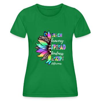 Enseigner la bravoure Répandre la gentillesse Accepter les différences - T-shirt sport Femme - vert - Devant - AI Model Female 172 dark (172cm)