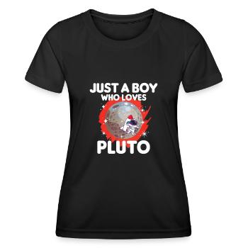 Pluto Planet Geschenk - Frauen Funktions-T-Shirt - Schwarz - Vorne - AI Model Female 172 light (172cm)