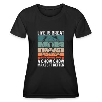 Chow Chow Hund - Frauen Funktions-T-Shirt - Schwarz - Vorne - AI Model Female 172 light (172cm)