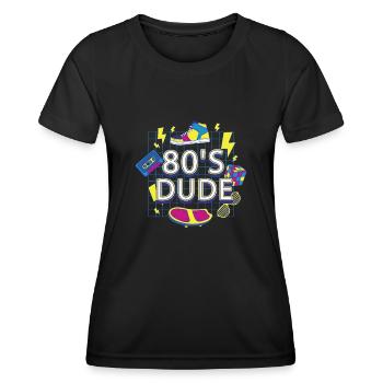 80's Dude Achtziger Mann - Frauen Funktions-T-Shirt - Schwarz - Vorne - AI Model Female 172 light (172cm)