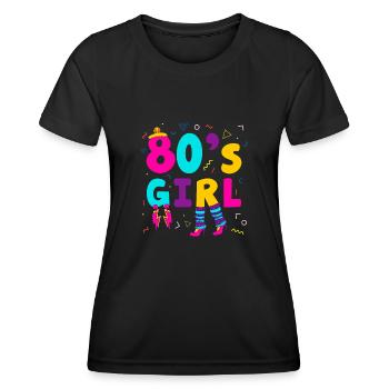 80's Girl Achtziger Frau - Frauen Funktions-T-Shirt - Schwarz - Vorne - AI Model Female 172 light (172cm)