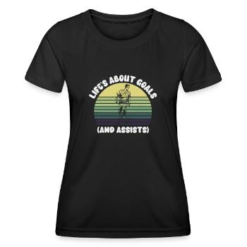 Life Is About Goals And Assists Futbol Soccer - Women's Functional T-Shirt - black - Front - AI Model Female 172 light (172cm)