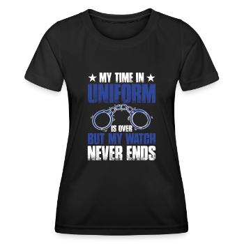Mon temps en uniforme est terminé policier - T-shirt sport Femme - noir - Devant - AI Model Female 172 light (172cm)