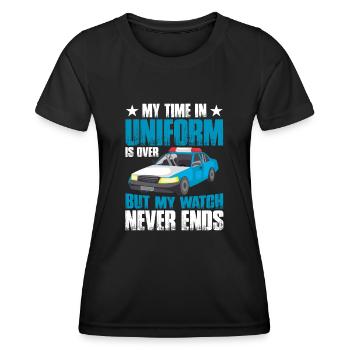 Mon temps en uniforme est terminé policier - T-shirt sport Femme - noir - Devant - AI Model Female 172 light (172cm)