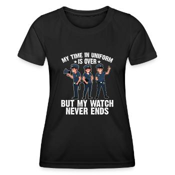 Mon temps en uniforme est terminé policier - T-shirt sport Femme - noir - Devant - AI Model Female 172 light (172cm)
