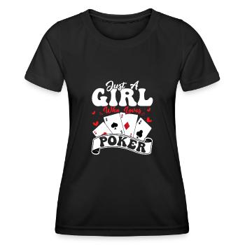 Just A Girl Who Loves Poker Card Player Gambling - Women's Functional T-Shirt - black - Front - AI Model Female 172 light (172cm)