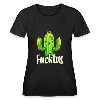 Fucktus Lustiger Kaktus Pflanze Kakteen Sukkulente - Frauen Funktions-T-Shirt - Schwarz - Vorne - AI Model Female 172 light (172cm)