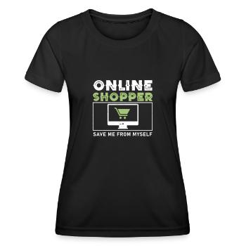 Lustiger Online-Shopper Sparen Sie vor mir selbst - Frauen Funktions-T-Shirt - Schwarz - Vorne - AI Model Female 172 light (172cm)