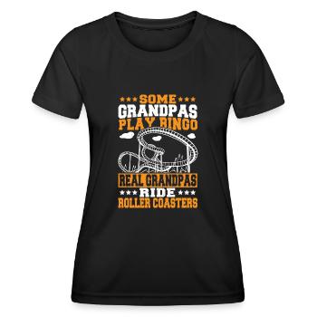 Montagnes russes Grand-père du parc d’attractions Grand-père - T-shirt sport Femme - noir - Devant - AI Model Female 172 light (172cm)