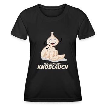 Knoblauch Spruch lustig Knoblauchzehen - Frauen Funktions-T-Shirt - Schwarz - Vorne - AI Model Female 172 light (172cm)