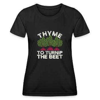 Thyme to the turnip The turnip funny Gardening - Women's Functional T-Shirt - black - Front - AI Model Female 172 light (172cm)