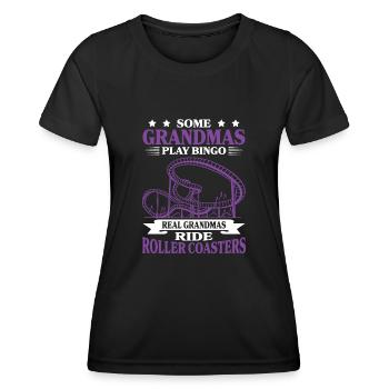Parc d’attractions Roller Coaster Grand-mère Grand-mère - T-shirt sport Femme - noir - Devant - AI Model Female 172 light (172cm)