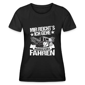 Mähdrescher fahren Landwirt Bauer Mir reichts! - Frauen Funktions-T-Shirt - Schwarz - Vorne - AI Model Female 172 light (172cm)