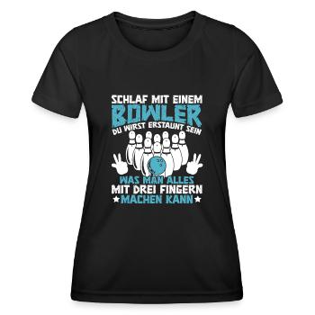 Bowlingspieler Bowler Bowling - Frauen Funktions-T-Shirt - Schwarz - Vorne - AI Model Female 172 light (172cm)