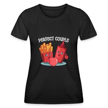 Paar Ketchup Pommes - Frauen Funktions-T-Shirt - Schwarz - Vorne - AI Model Female 172 light (172cm)