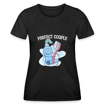 Paar Zahnbürste Zahnpasta Süß - Frauen Funktions-T-Shirt - Schwarz - Vorne - AI Model Female 172 light (172cm)
