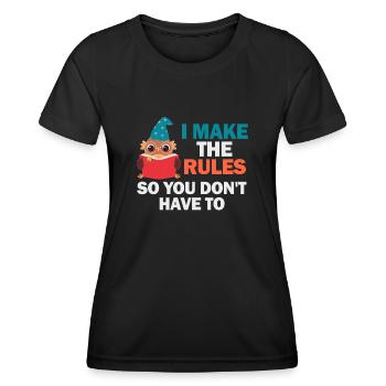 Je fais les règles pour que tu n’aies pas à le faire - T-shirt sport Femme - noir - Devant - AI Model Female 172 light (172cm)