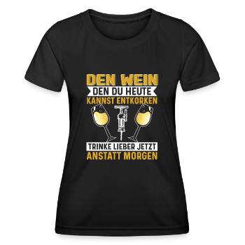 Weintrinker Weißwein Weinfreunde - Frauen Funktions-T-Shirt - Schwarz - Vorne - AI Model Female 172 light (172cm)