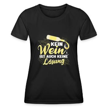 Weintrinker Kein Wein ist auch keine Lösung - Frauen Funktions-T-Shirt - Schwarz - Vorne - AI Model Female 172 light (172cm)