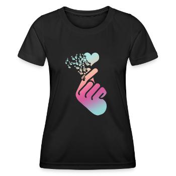 Kpop Heart Musique populaire coréenne K-Pop - T-shirt sport Femme - noir - Devant - AI Model Female 172 light (172cm)