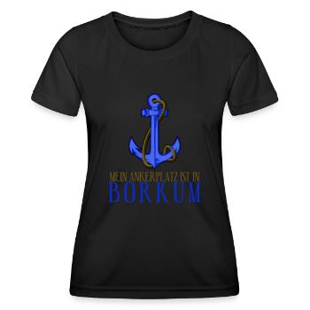 Borkum Anker Nordsee Urlaub - Frauen Funktions-T-Shirt - Schwarz - Vorne - AI Model Female 172 light (172cm)