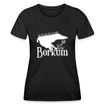 Borkum Karte - Frauen Funktions-T-Shirt - Schwarz - Vorne - AI Model Female 172 light (172cm)