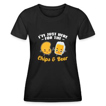 Chips Manger des collations Cadeau de bonbons - T-shirt sport Femme - noir - Devant - AI Model Female 172 light (172cm)