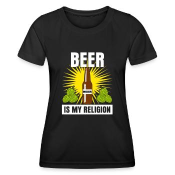 Beer is my Religion - Women's Functional T-Shirt - black - Front - AI Model Female 172 light (172cm)