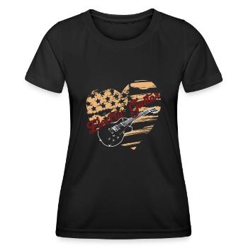 Electric Guitar Electric Guitar Flag - Women's Functional T-Shirt - black - Front - AI Model Female 172 light (172cm)