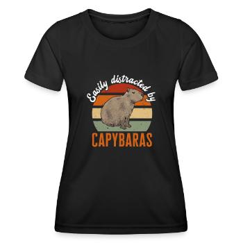 Capybara Nagetier - Frauen Funktions-T-Shirt - Schwarz - Vorne - AI Model Female 172 light (172cm)