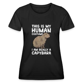 Rongeur Capybara - T-shirt sport Femme - noir - Devant - AI Model Female 172 light (172cm)