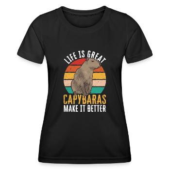 Capybara Nagetier - Frauen Funktions-T-Shirt - Schwarz - Vorne - AI Model Female 172 light (172cm)