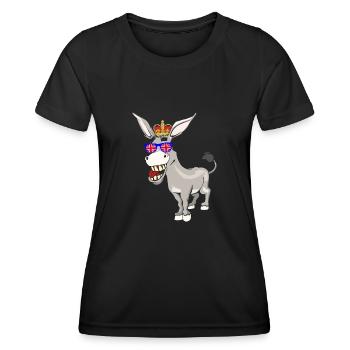 Âne reine Elizabeth II Couronne britannique - T-shirt sport Femme - noir - Devant - AI Model Female 172 light (172cm)