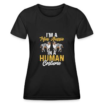 Berger australien miniature - T-shirt sport Femme - noir - Devant - AI Model Female 172 light (172cm)